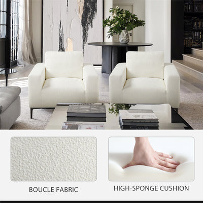 White Boucle Plush Accent Chair #010006