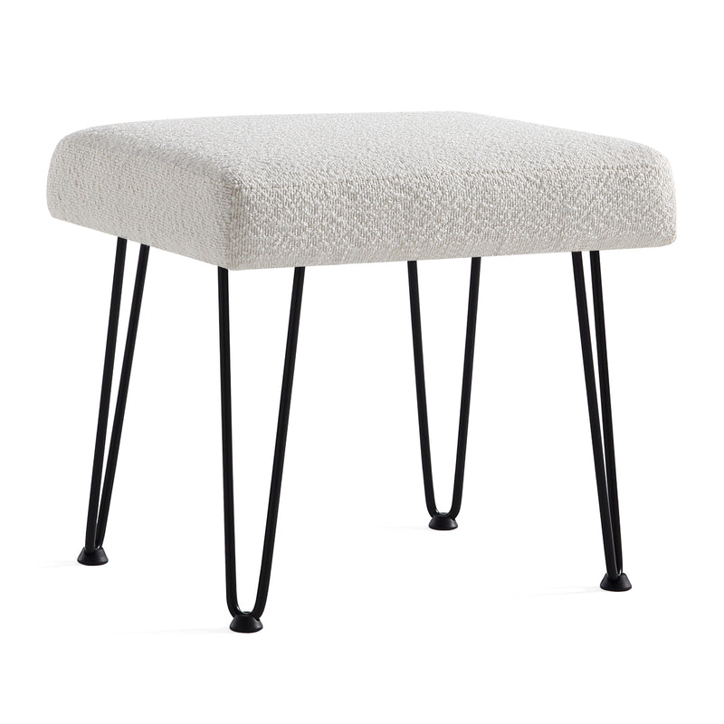 White Boucle Vanity Stool 