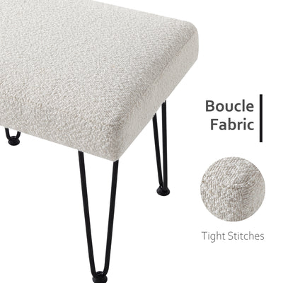 White Boucle Vanity Stool #100028