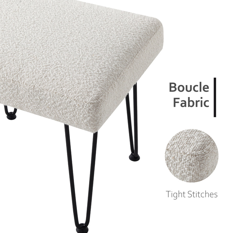 White Boucle Vanity Stool 