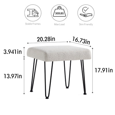 White Boucle Vanity Stool #100028