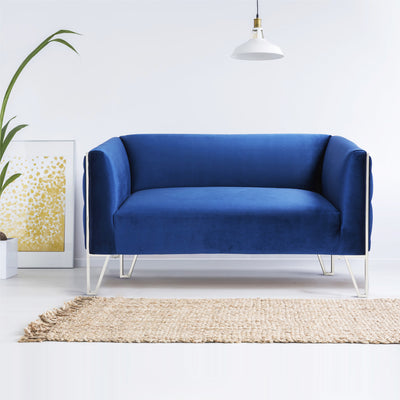 2 Seats Blue Tufted Sofa #020002