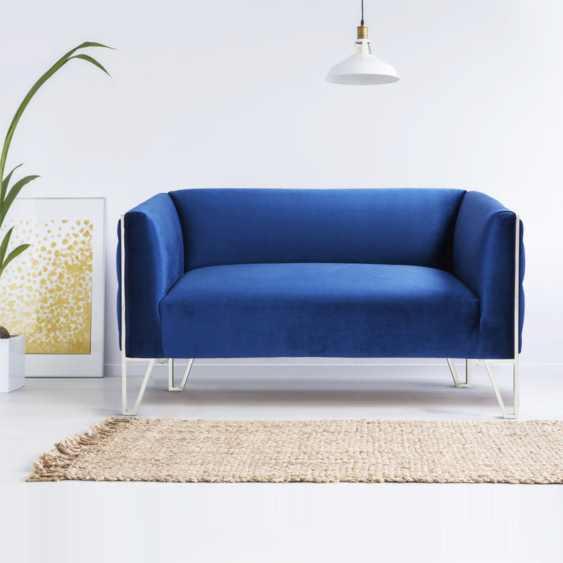 2 Seats Blue Tufted Sofa 