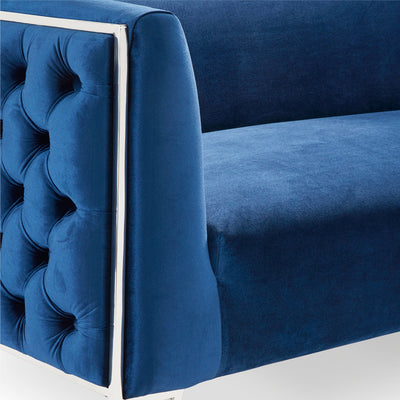 2 Seats Blue Tufted Sofa #020002