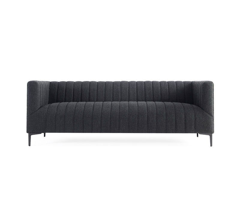 3 Seats Black Tufted Sofa 