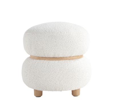 White Pebble Round Ottoman #100046