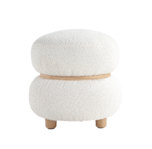 White Pebble Round Ottoman 