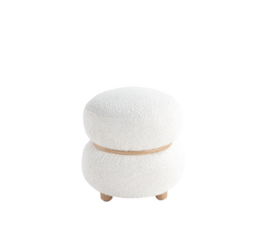 White Pebble Round Ottoman #100046