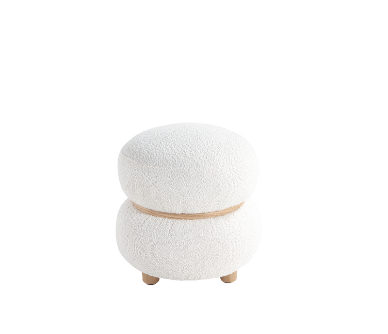 White Pebble Round Ottoman 