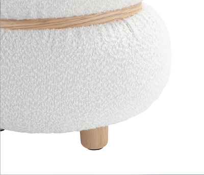 White Pebble Round Ottoman #100046