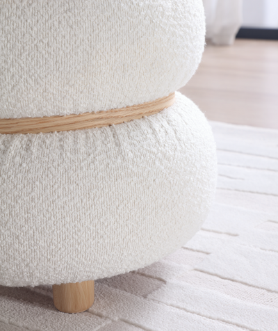 White Pebble Round Ottoman #100046