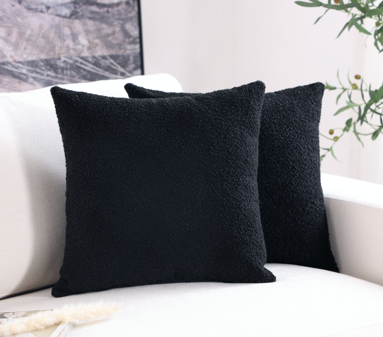 Black Boucle Pillow Cover | Set Of 2 