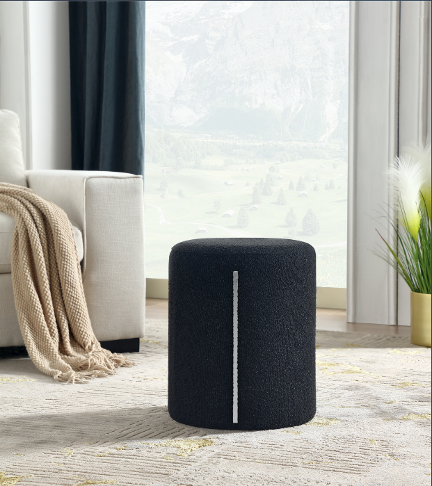 Black Round Ottoman with Band 