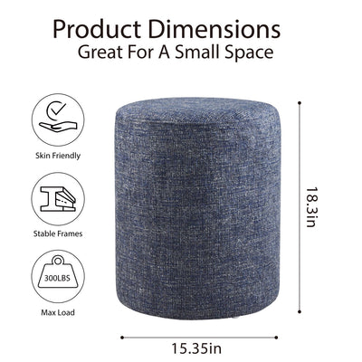 Linen Round Ottoman