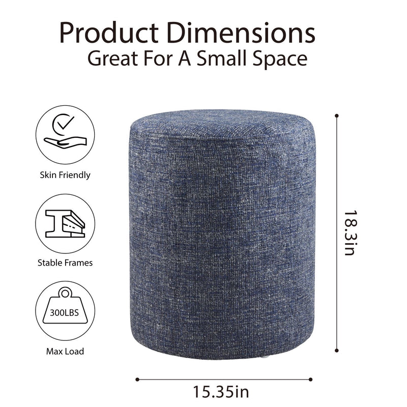 Linen Round Ottoman