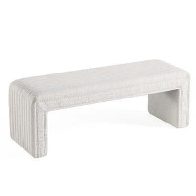 White Boucle Ottoman Bench #900001