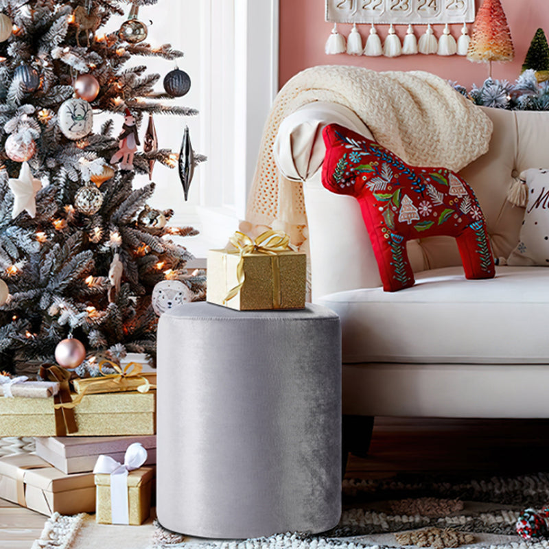 Solid Gray-Round Ottoman Chair