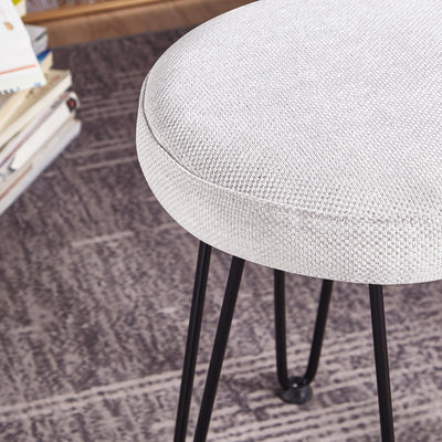 Velvet White Vanity Stool