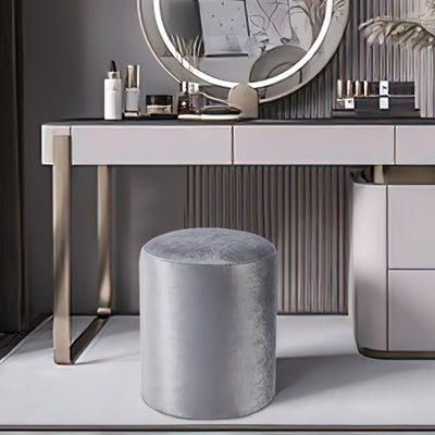 Solid Gray-Round Ottoman Chair