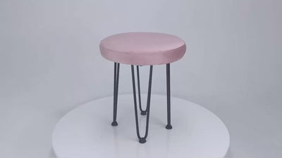 Velvet White Vanity Stool #100016