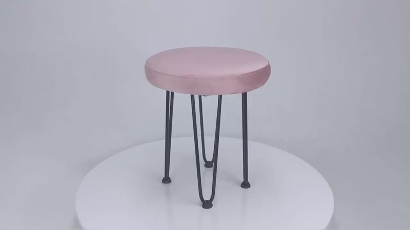 Velvet White Vanity Stool 