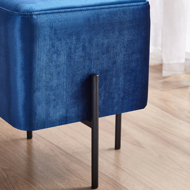 Solid Blue Cube-Shaped Cushioned Stool