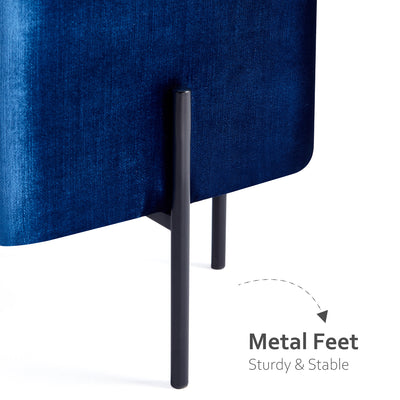 Solid Blue Cube-Shaped Cushioned Stool