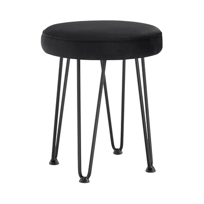 Velvet Black Vanity Stool