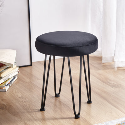 Velvet Black Vanity Stool