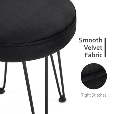 Velvet Black Vanity Stool