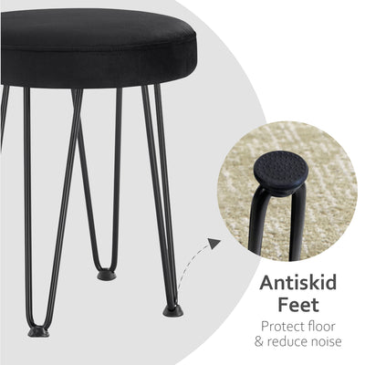 Velvet Black Vanity Stool