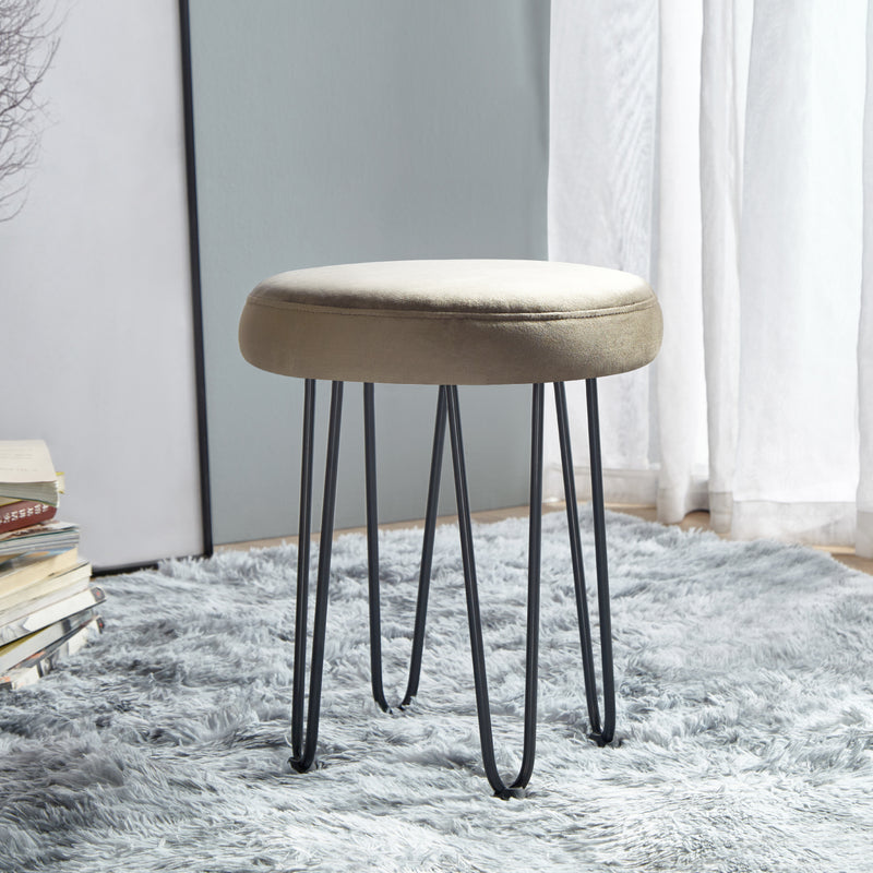 Velvet Brown Vanity Stool