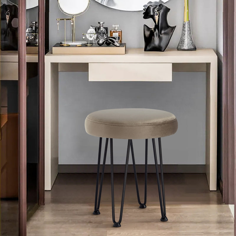 Velvet Brown Vanity Stool