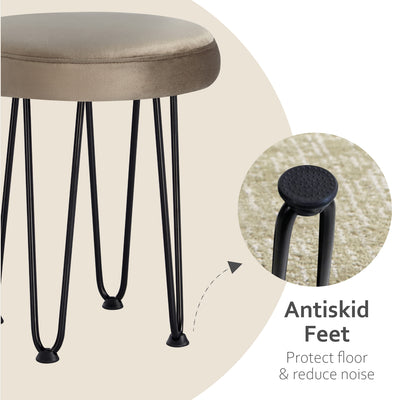 Velvet Brown Vanity Stool