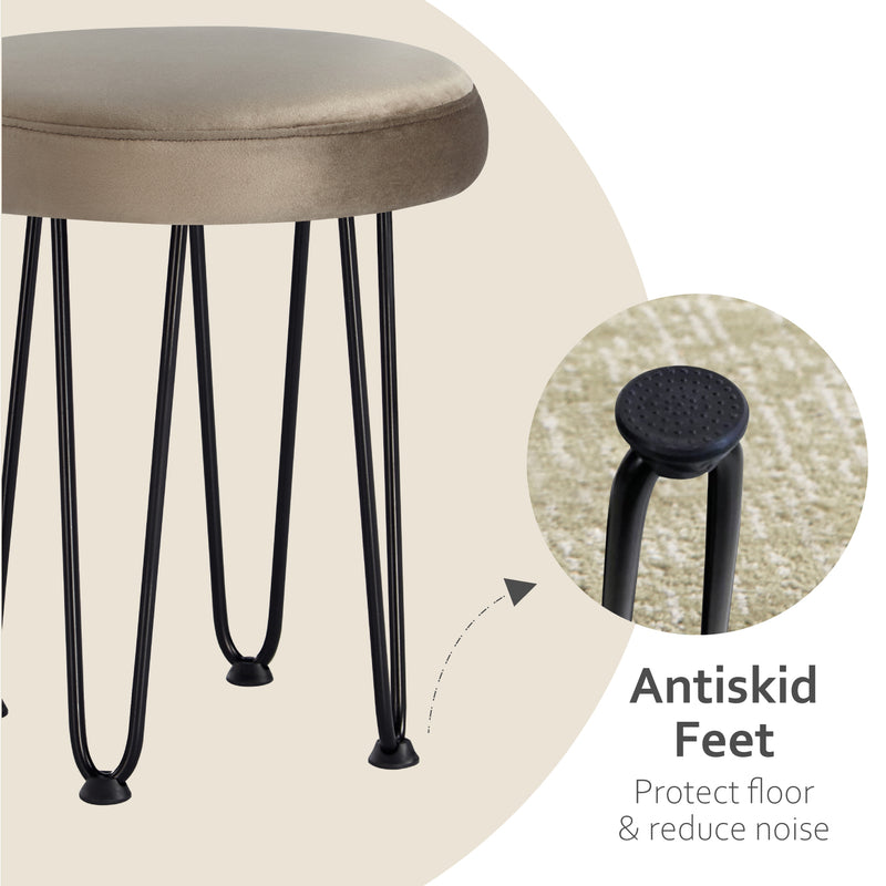 Velvet Brown Vanity Stool