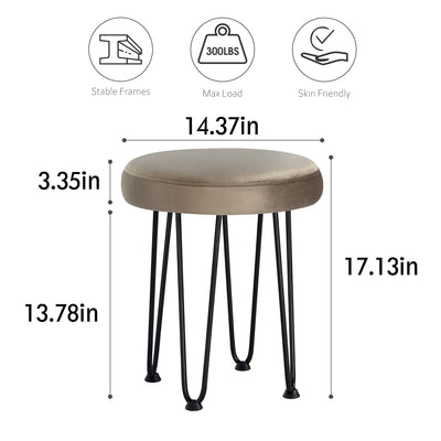 Velvet Brown Vanity Stool