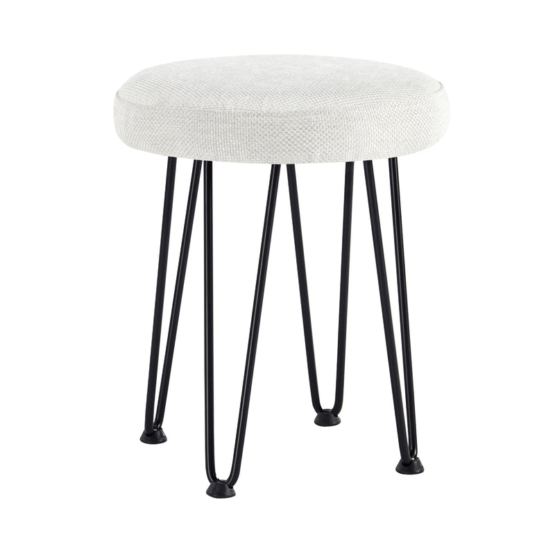 Velvet White Vanity Stool