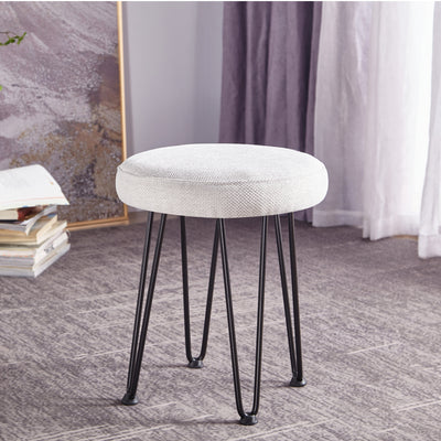 Velvet White Vanity Stool