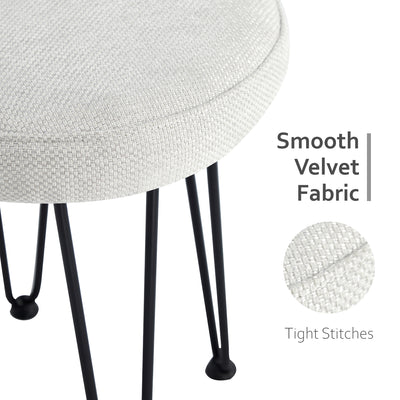 Velvet White Vanity Stool