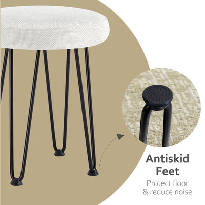 Velvet White Vanity Stool