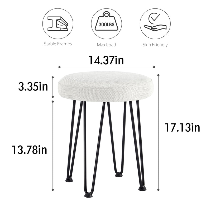 Velvet White Vanity Stool