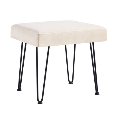 Velvet White Vanity Stool